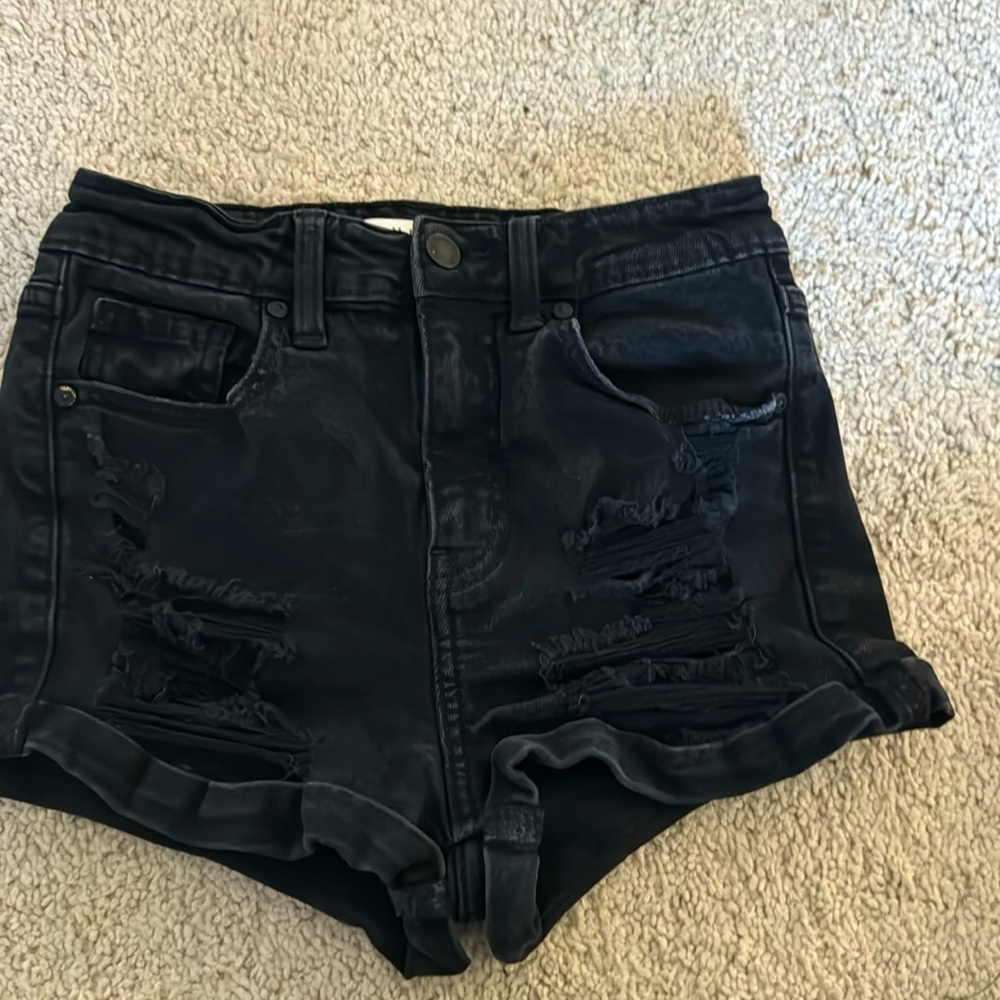 black ripped shorts size xs